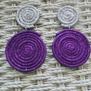 Purple and Silver Spiral Earrings